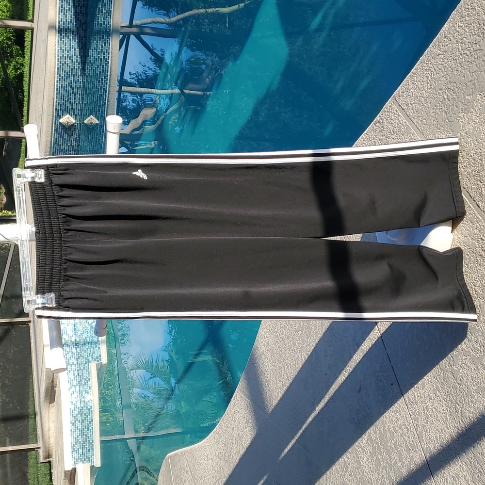 Adidas black and white stripe track pants size Small
